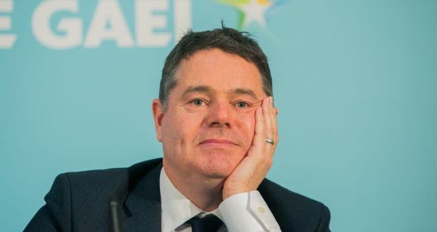 Minister for Finance  Paschal Donohoe: anticipated slowdown in  corporation tax receipts would  cease to turbo-charge public coffers. Photograph: Gareth Chaney