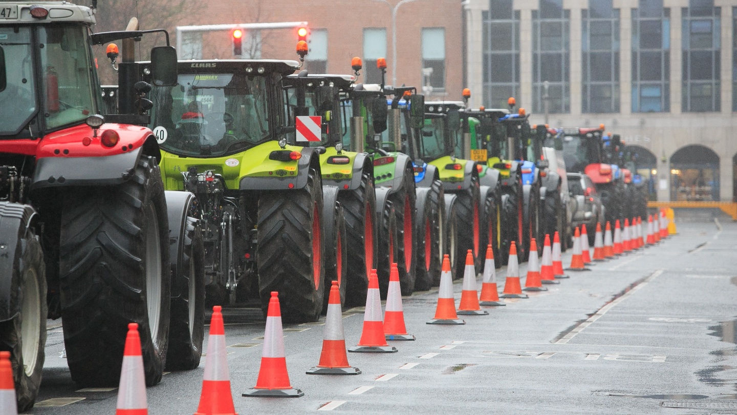 Irish Farmers Blocked the Road into the Musgraves Distribution Centre in Kilcock Co Kildare
