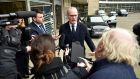 Tánaiste Simon Coveney briefs Irish journalists in Brussels on Monday, after a meeting with EU chief Brexit negotiator Michel Barnier. Photograph: John Thys/AFP via Getty Images