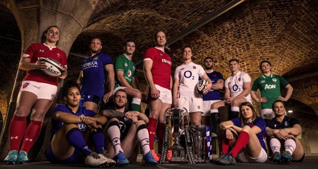 The men’s and women’s captains at the launch of the Guinness Six Nations Championship in London on Wednesday. From left:   Siwan Lillicrap (Wales),  Giada Franco (Italy),  Luca Bigi (Italy),  Stuart Hogg (Scotland),  Jonathan Sexton (Ireland), Alun Wyn Jones (Wales),  Sarah Hunter (England),  Charles Ollivon (France),  Owen Farrell (England),  Gaëlle Hermet (France), Ciara Griffin (Ireland) and  Rachel Malcolm (Scotland).  Photograph: Billy Stickland/Inpho