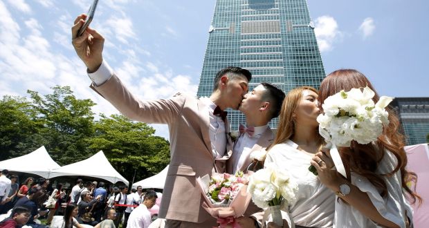 The gay community in Taiwan followed the Irish same-sex marriage debate and referendum very closely and they kept in close contact with groups active in the campaign. Photograph: Ashley Pon/Bloomberg via Getty