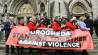 Politicians on the steps of St Paul’s Church on West Street in Drogheda during a protest march over drug-related violence in the town. Photograph: PA 