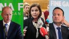 Fianna Fáil leader Micheál Martin, Sinn Féin leader Mary-Lou McDonald and Taoiseach Leo Varadkar