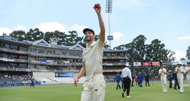 Mark Wood took 5-46 as England bowled South Africa out for 183. Photograph: Stu Forster/Getty