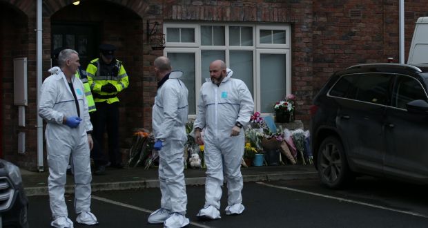 The scene  outside the house in Newcastle, Co Dublin, where the three McGinley children were found last Friday.  Photograph:  Stephen Colllins/Collins Photos
