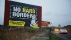 A poster near the Border in Newry, Co Down. Photograph: EPA/Aidan Crawley