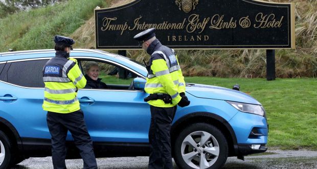 Gardaí at Dunbeg,  June 2019. Security around  Trump and Pence visits cost  Garda €14.7m. Photograph:   Paul Faith/AFP/Getty 