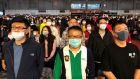  Foxconn employees wearing masks  at the company’s year-end gala in Taipei, Taiwan, on  January 22nd.  Photograph:  Reuters/Yimou Lee