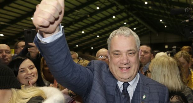  Sinn Féin’s Aengus Ó Snodaigh, who was elected in  Dublin South-Central,  in the RDS count centre. Photograph: Damien Eagers 