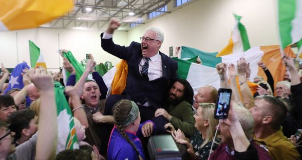 Thomas Gould of Sinn Féin  is elected in Cork North Central. Photograph: Yui Mok/PA Wire