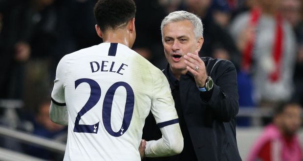 Jose Mourinho and Tottenham midfielder Dele Alli: “He immediately regretted and realised it was a young guy mistake, a young generation mistake,” said Mourinho. Photograph:  Craig Mercer/MB Media/Getty Images