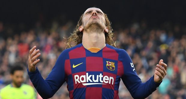 Barcelona’s   Antoine Griezmann reacts after missing a chance during the 2-1 win over Getafe at the Camp Nou. Photo: Josep Lago/Getty Images