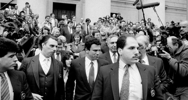  The financier Michael Milken (centre) leasves federal court in New York on April 7, 1989. Photograph: The New York Times
