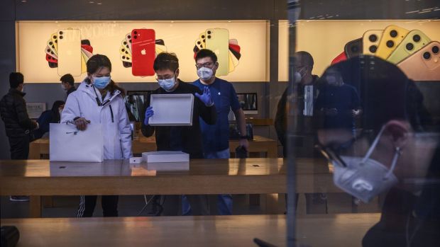 An Apple Store in Beijing. Photograph: Kevin Frayer/Getty