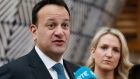 Taisoeach Leo Varadkar and Minister of State for European Affairs Helen McEn at the second day of a Special European Council summit in Brussels. Photograph: Julien Warnand/EPA  