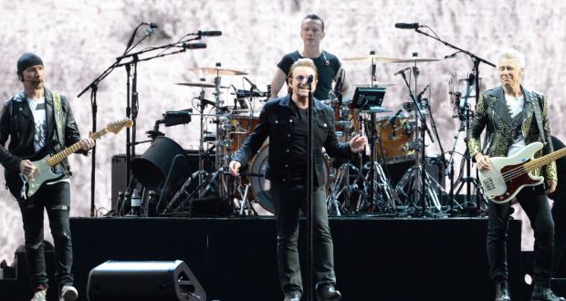U2 on stage at Croke Park, thirty years after they performed The Joshua Tree in Dublin. Photograph: Eric Luke