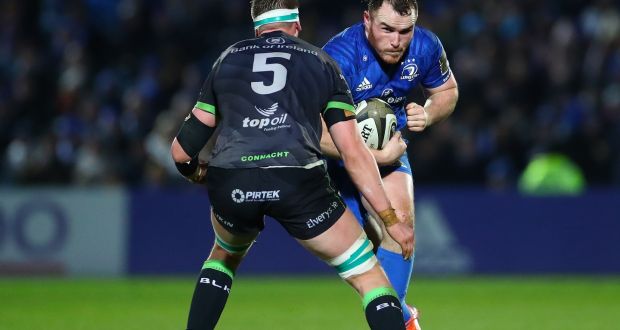 Connacht’s Gavin Thornbury tackles Peter Dooley of Leinster. Photo: James Crombie/Inpho