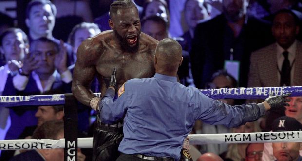Deontay Wilder reacts after losing to Tyson Fury in their WBC World Heavyweight Title fight in Las Vegas. Photo: John Gurzinski/AFP via Getty Images