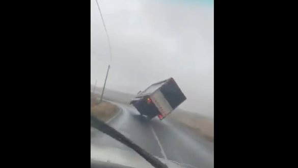 A video of the truck overturning has circulated on social media