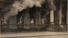 The Custom House, then centre of local government, burns in May 1921. The operation to destroy it involved nearly 200 Volunteers. Photograph courtesy of the National Library of Ireland