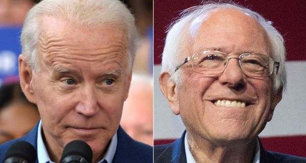Democratic presidential candidates Joe Biden and Bernie Sanders: With the primary field effectively down to two, focus now turns to the battle ahead. Photographs: Mark Felix and Mark Ralston 