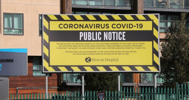 A coronavirus Covid-19 billboard on display at the Beacon Hospital, Sandyford, Dublin. Photograph: Nick Bradshaw