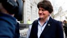 Northern Ireland’s First Minister, and leader of the DUP, Arlene Foster cancelled her trip to the United States for St Patrick’s Day, as did Sinn Féin Deputy First Minister Michelle O’Neill. Photograph: Tolga Akmen/AFP via Getty Images