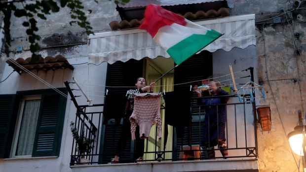 A wave of patriotism sweeps Naples. Photograph: Reuters