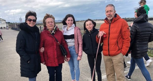 Three generations of the Sheeran-Smyth family from the Club Bar in Dalkey taking a break on Bray promenade on St Patrick’s Day