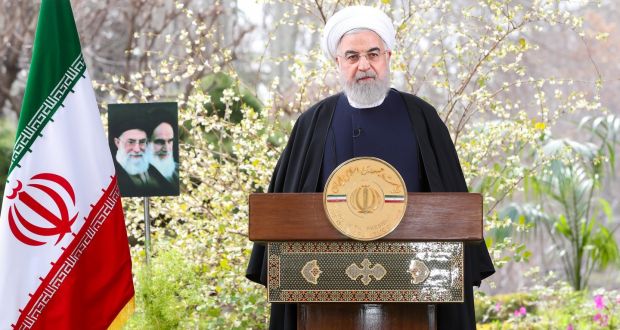 Iranian president Hassan Rouhani: Tehran accuses the US and Israel of sowing coronavirus to prompt people to demand regime change. Photograph: Reuters 