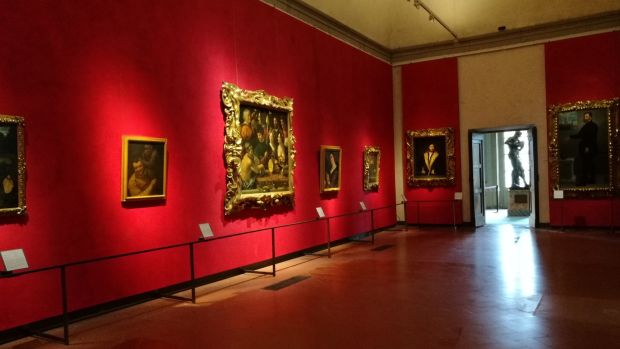 A view inside the Uffizi Galleries, Florence, Italy