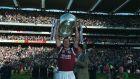 Gary Fahy of Galway lifts the Sam Maguire in 2001, the year when the GAA had to cope with the disruption caused by  the foot-and-mouth crisis. Photograph: Andrew Paton/Inpho 