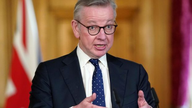 On Saturday, British cabinet secretary Michael Gove said of the 5G assertions: “It is absolute and utter rubbish... That’s just nonsense, dangerous nonsense as well.” Photograph: Pippa Fowles/10 Downing Street/AFP/Getty