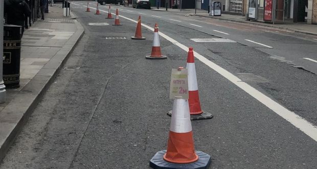 The council has removed traffic cones and signage placed by locals in Stoneybatter declaring a “temporary footpath” on Manor Street.