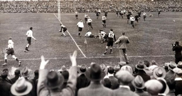 Action from South Africa v Australia at Newlands in July 1933, the tour on which Aubrey Hodgson made his Wallabies debut. File photograph: Getty Images