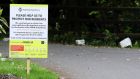 A sign in relation to Covid-19 stands at the entrance to a nursing home in Dublin. Photograph: Brian Lawless/PA Wire