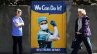 We can do it: a mural by the artist Emmalene Blake on a gate in Dublin thanks healthcare workers on the frontline during the coronavirus pandemic. Photograph: Brian Lawless/PA
