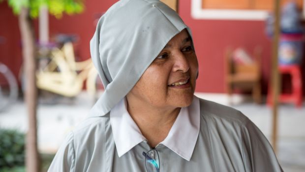 Mother Sophia, a Daughters of Santa Ana nun who provides charity and shelter to Venezuelan migrants and refugees in the district of Corrales in Tumbes, Peru, near the border with Ecuador. Photograph: Paul Musiol