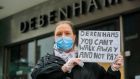 Marie Murphy from Donaghmede participates in a protest over conditions related to the closure of Debenhams,  on Henry Street, Dublin. Photograph: Gareth Chaney/Collins