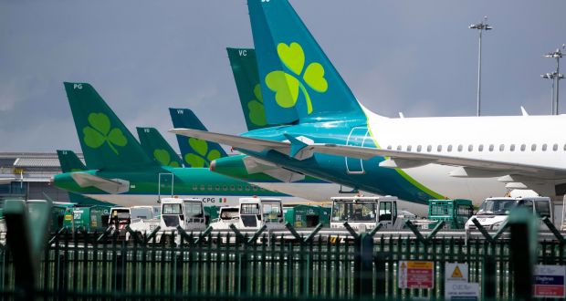 Parked AerLingus aircraft at Dublin Airport. Photograph: Colin Keegan, Collins Dublin