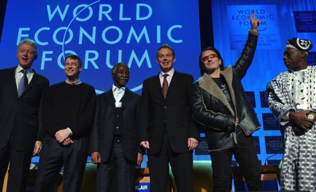 Davos man: perhaps the most counterintuitive fact is that Bono’s wooing of politicians is the opposite of egotism. Photograph: Eric Feferberg/AFP via Getty