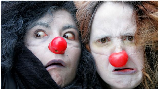 Angelica Santander (left) and Marie Linotte, members of Barabbas Theatre Company which took part in the 2011 Clonmel Junction Festival Photograph: Bryan O’Brien/The Irish Times