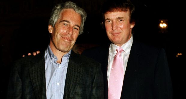 Jeffrey Epstein and  Donald Trump as at the Mar-a-Lago estate, Palm Beach, Florida, in 1997. File photograph: Davidoff Studios/Getty Images