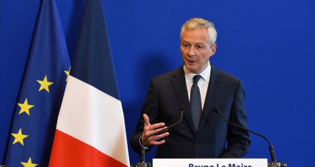 French finance and economy minister Bruno Le Maire gestures as he addresses a press conference.