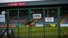 A view of Dalymount Park taken after the suspension of all Irish sport due to coronavirus. Photograph: Ryan Byrne/Inpho