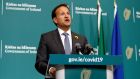 Taoiseach Leo Varadkar announcing plans to accelerate the reopening of the Republic’s economy on Friday. Photograph: Leon Farrell/Photocall Ireland/PA Wire
