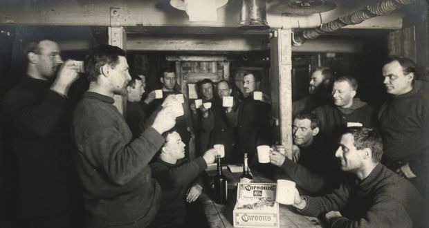 A toast to ‘sweethearts and wives’ on board the Endurance, during the Imperial Trans-Antarctic Expedition, 1914-17, led by Ernest Shackleton. Photograph: Frank Hurley/Scott Polar Research Institute, University of Cambridge/Getty