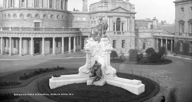 The statue of Queen Victoria in Dublin, dated after 1908. Photograph: National Library of Ireland/Flickr Commons