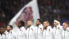England line up ahead of their clash with the All Blacks at Twickenham in November 2018. Photograph: Phil Walter/Getty