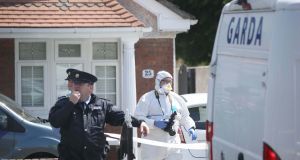 Garda forensics personnel at the scene of a fatal assault at a house in Willow Wood, Blanchardstown, on Sunday afternoon, in which a woman died. Photograph: Stephen Collins/Collins Photos